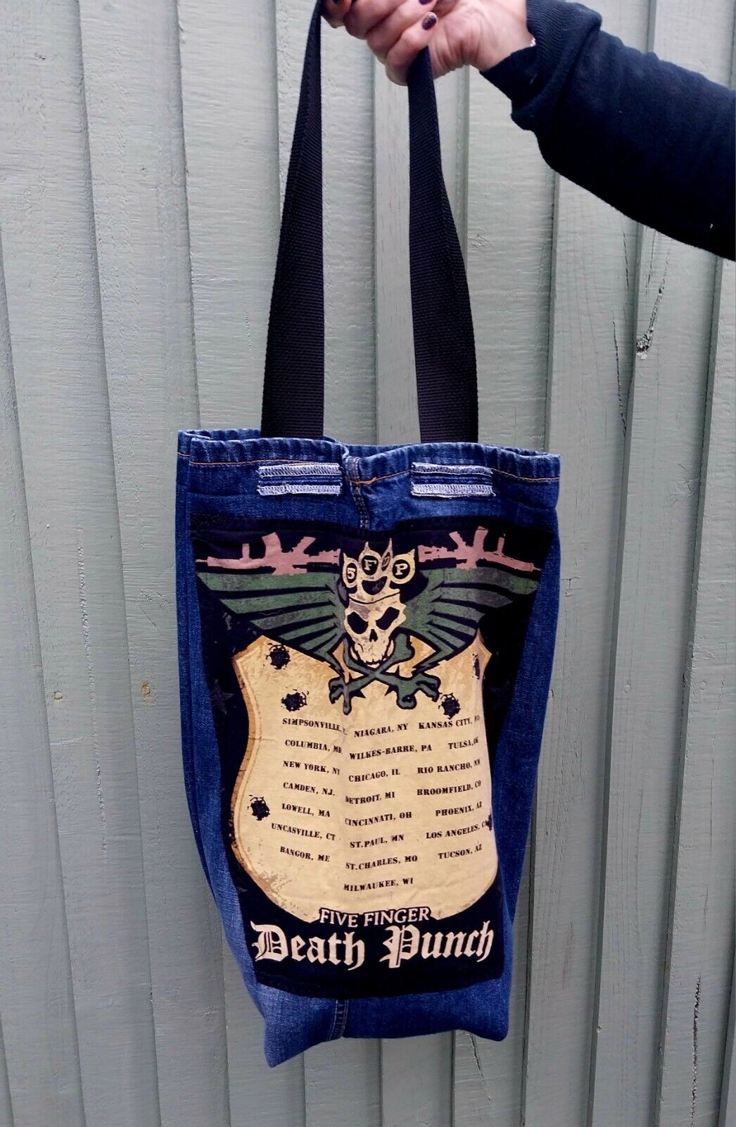 Handmade 5FDP denim Bag Metalhead Festival