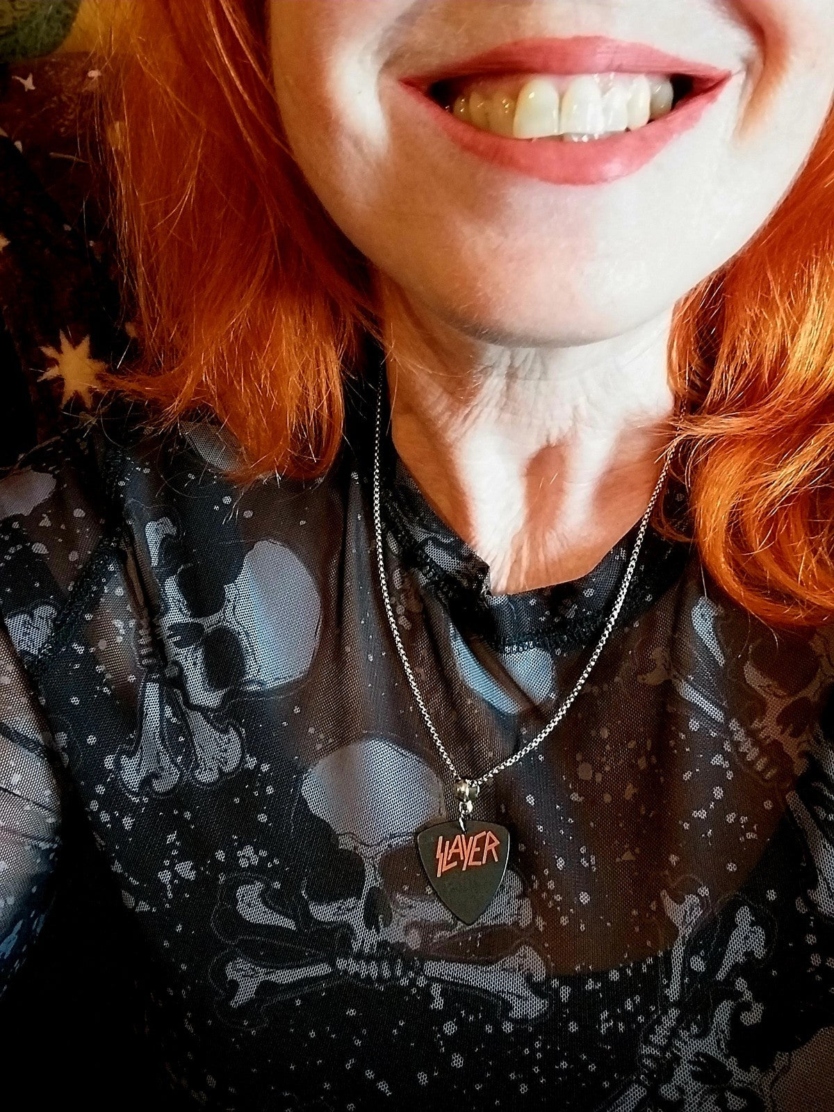 Handmade Slayer guitar plectrum necklace Metalhead Festival