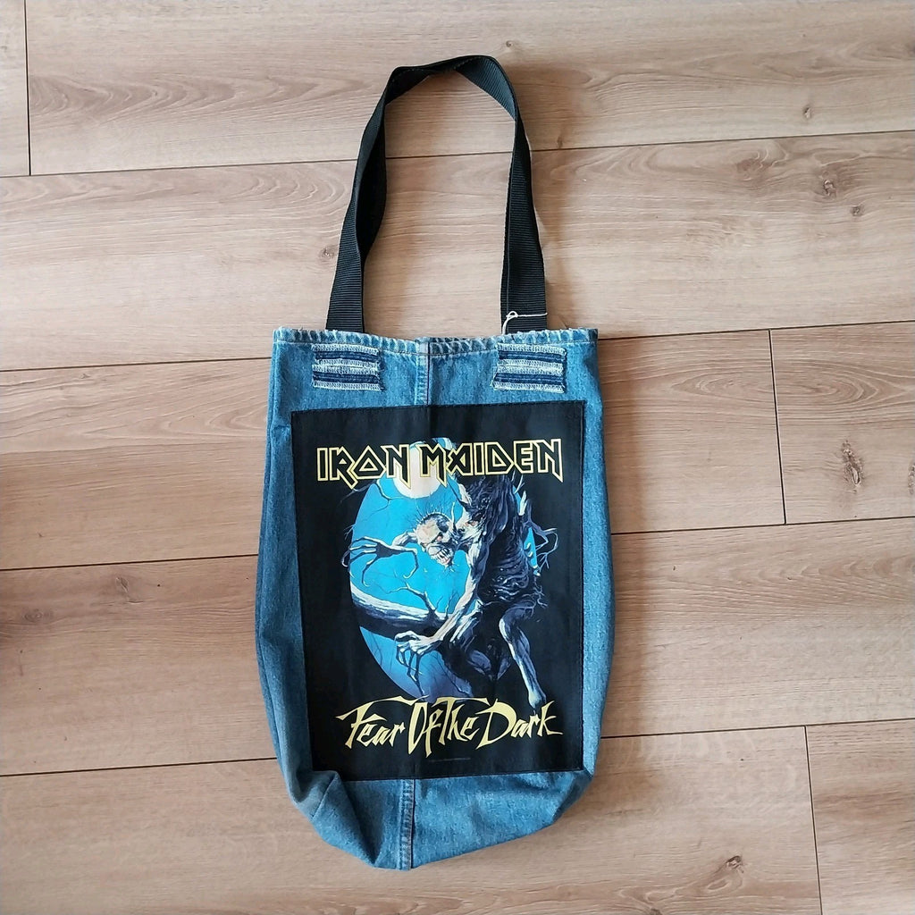 Iron Maiden Metalhead Handmade Denim Tote Bag Festival