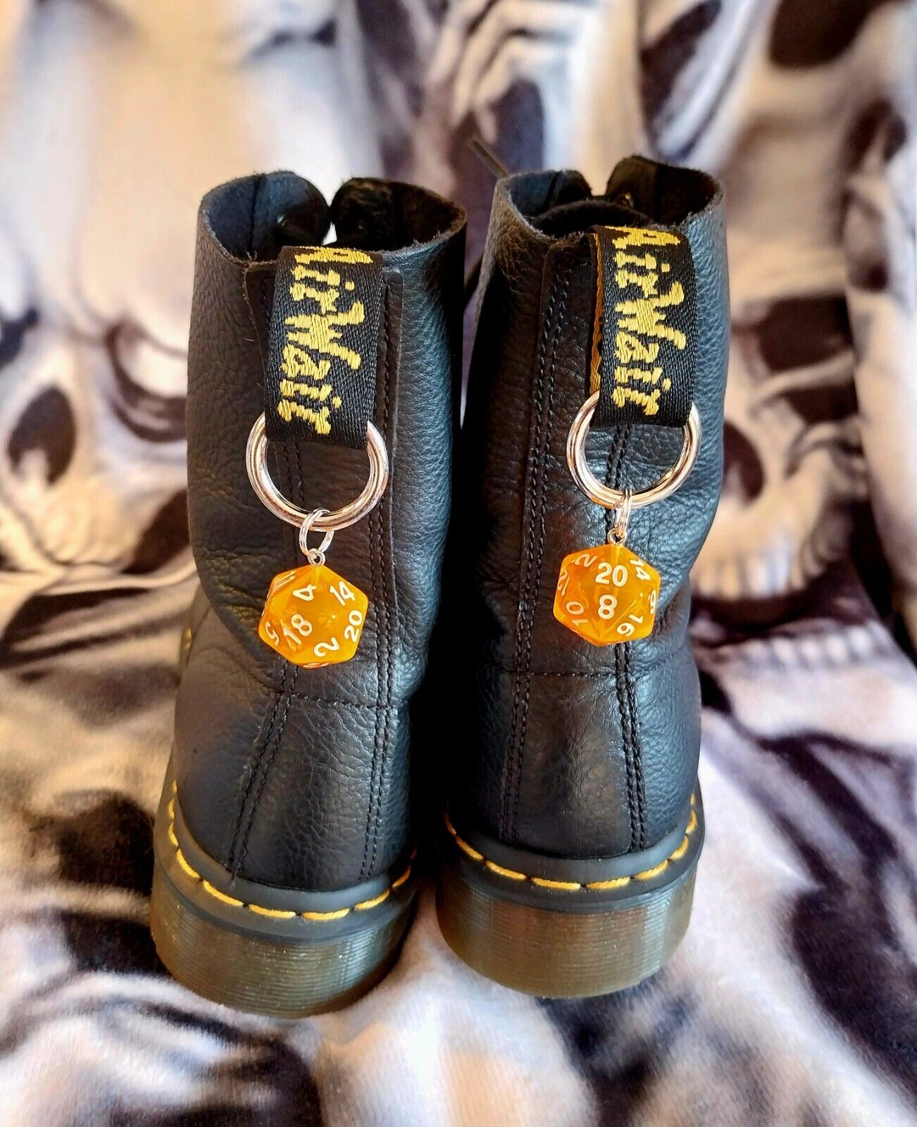 D20 Dice Translucent Orange boot charms for goth emo punk