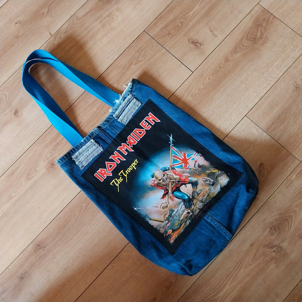 Iron Maiden Metalhead Handmade Denim Tote Bag Festival