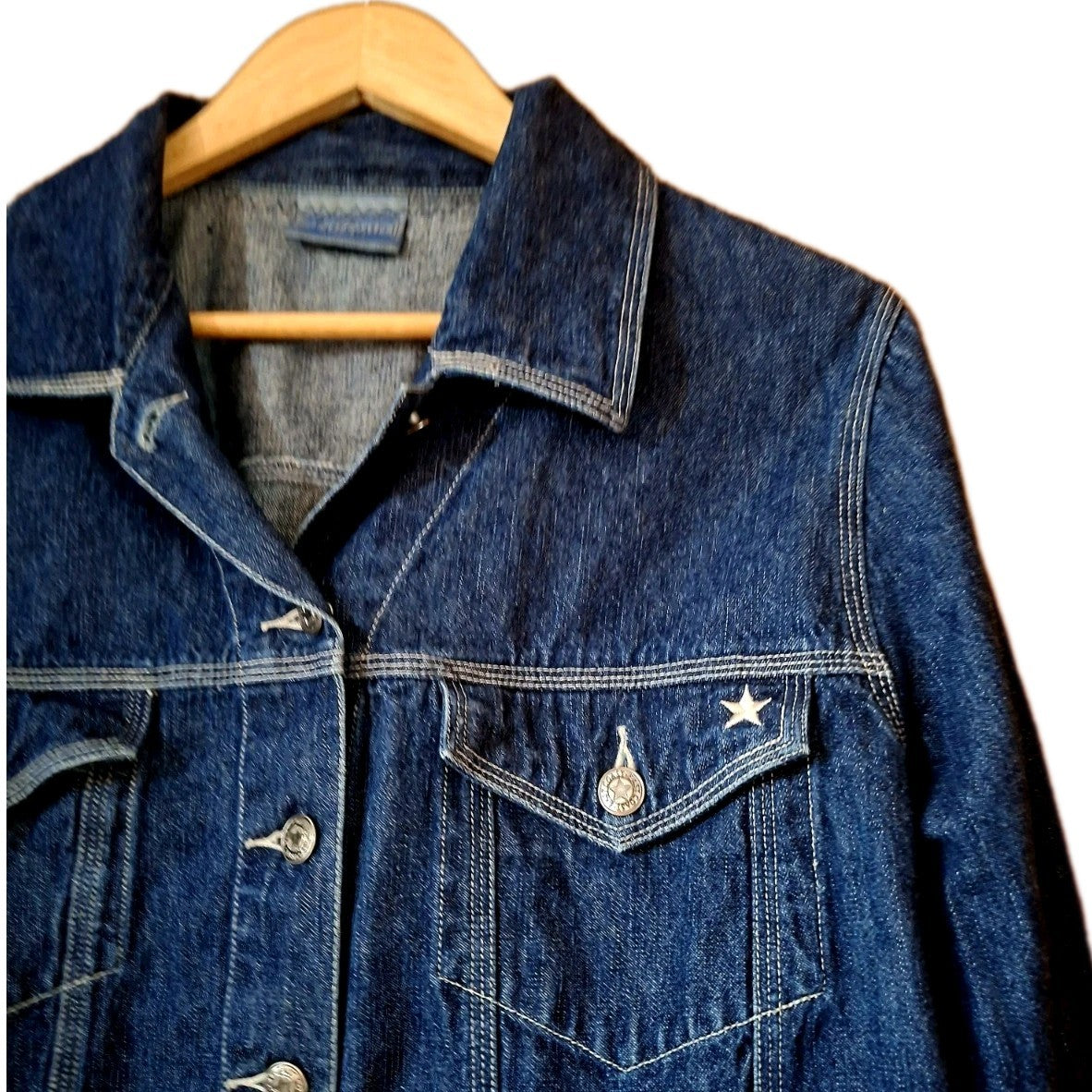 Reworked denim jacket with Harley Quinn on back Size 18 Festival