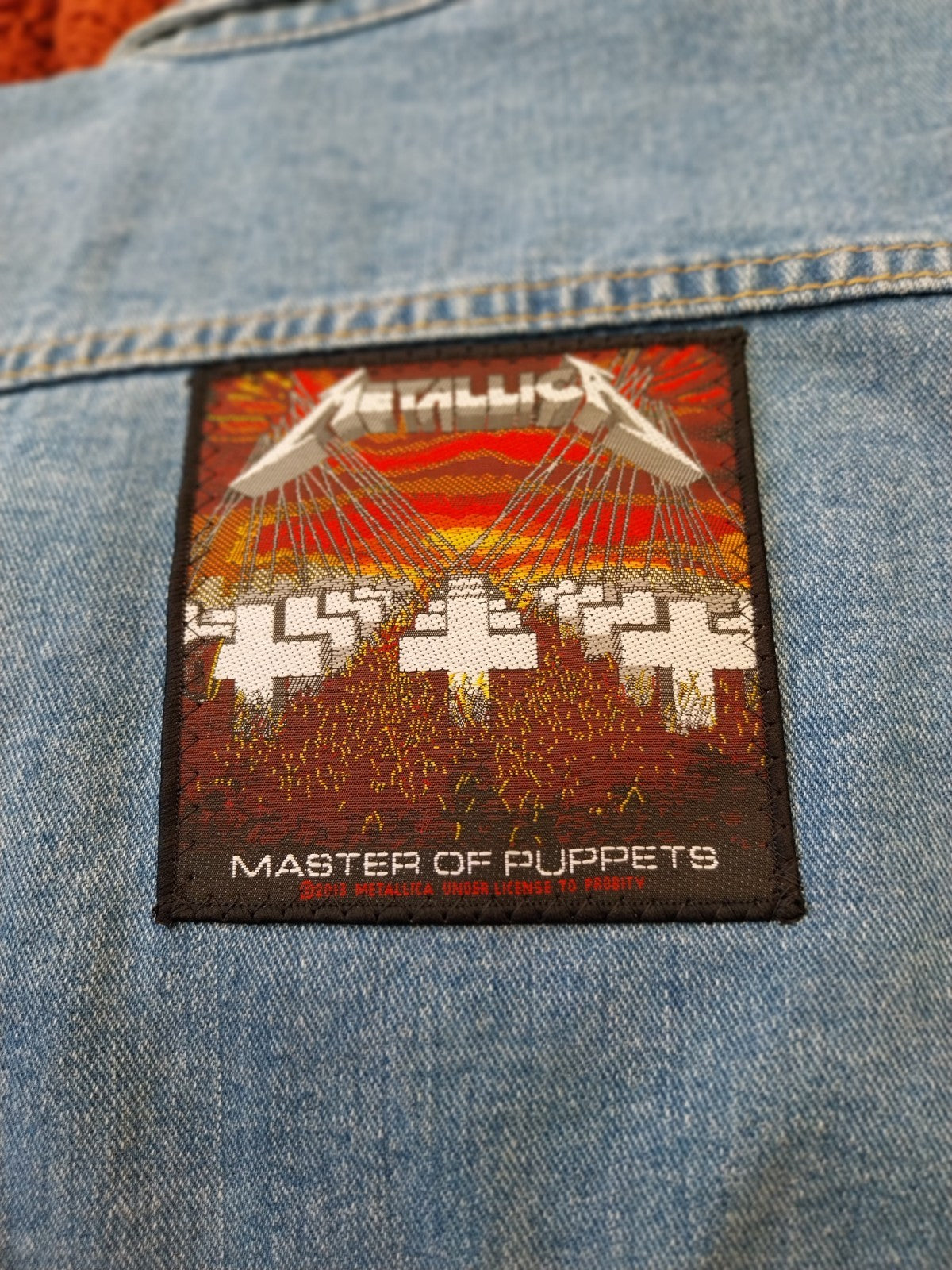 Reworked denim Waistcoat With Metallica  Patch On Back Size MED  Festival