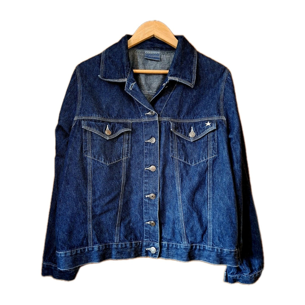 Reworked denim jacket with Harley Quinn on back Size 18 Festival