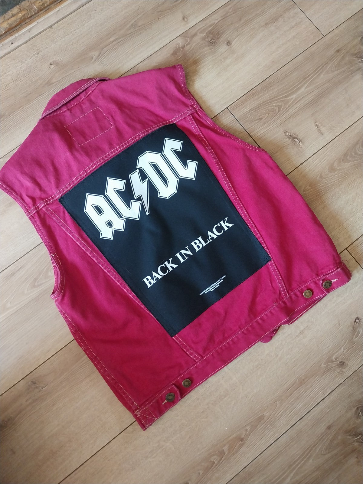 ACDC Reworked  vintage denim waistcoat  Size Small Festival Metalhead
