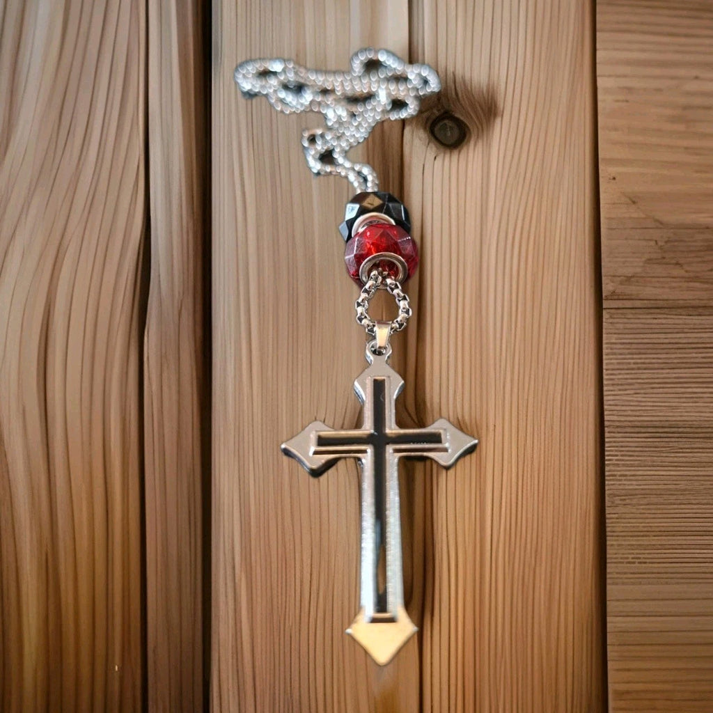 Gothic Cross Stainless Steel And Alloy Necklace Witchy  Alternative