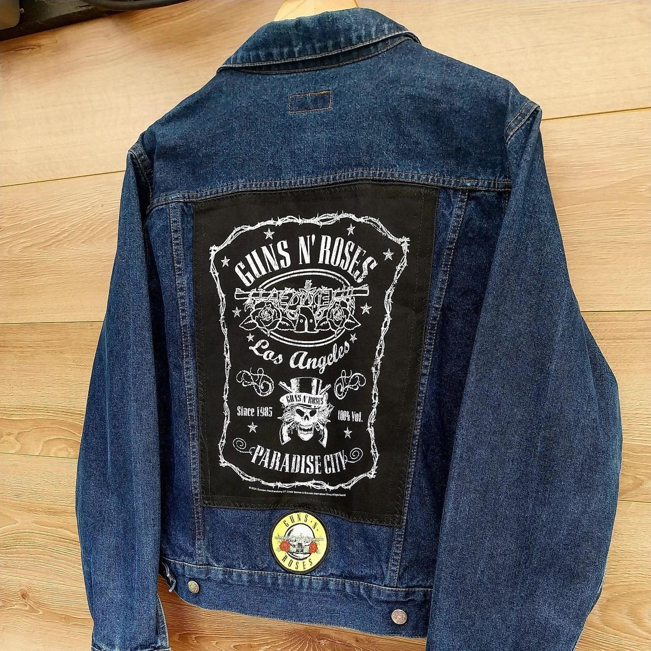Reworked vintage denim jacket with Guns n Roses on back Size Medium