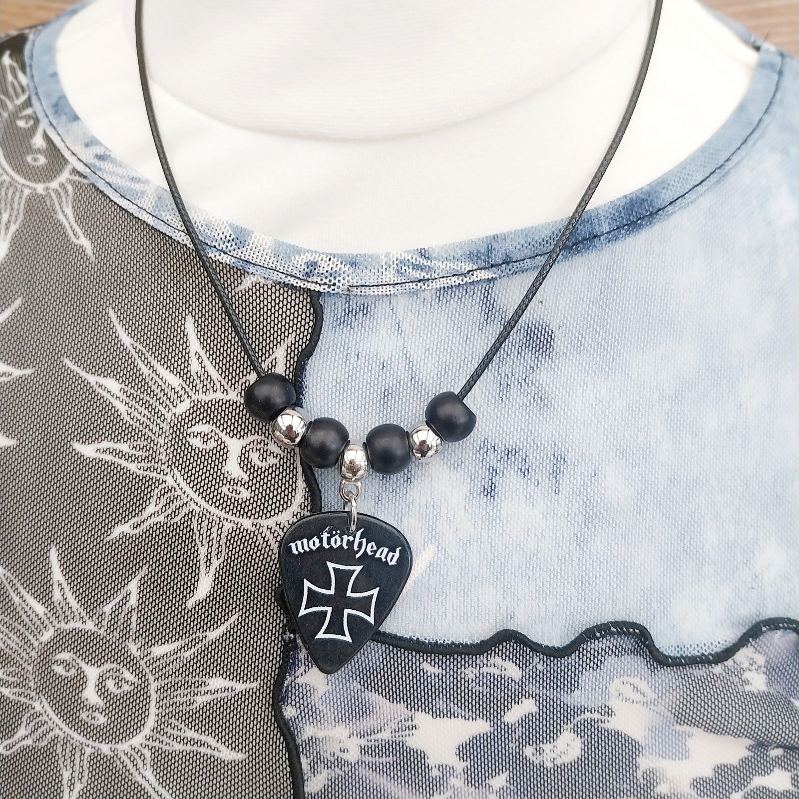Handmade Motorhead guitar plectrum necklace Metalhead Festival