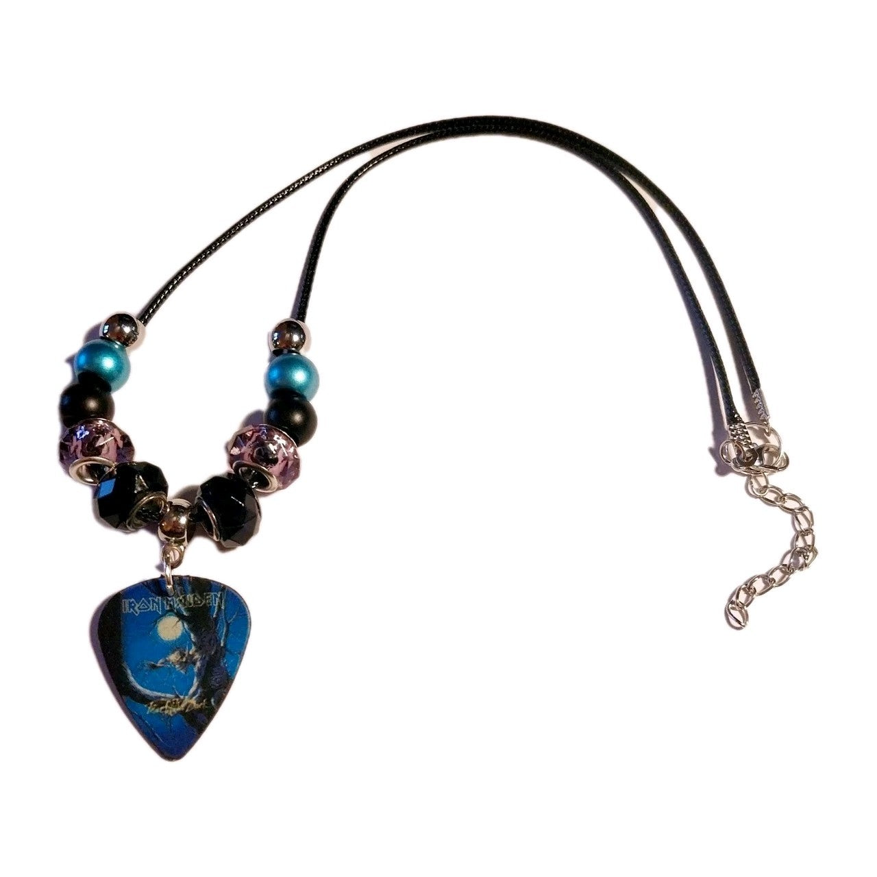 Handmade Iron Maiden guitar plectrum necklace Festival Metalhead
