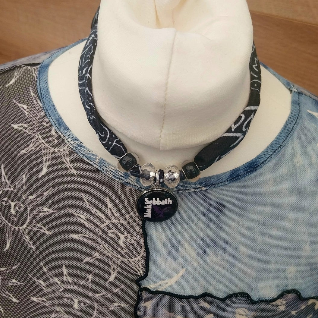 Black Sabbath Bandana Choker Necklace Handmade Festival Metalhead