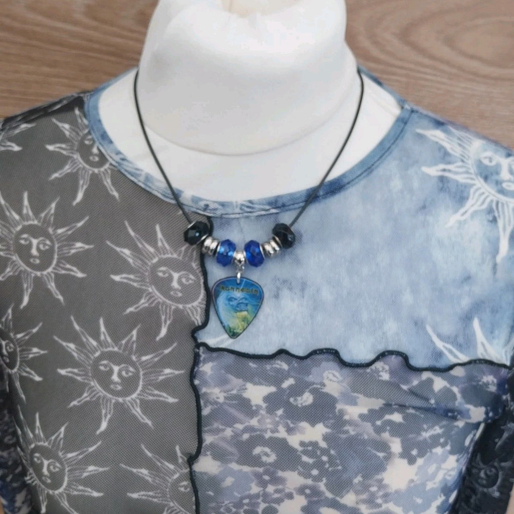 Handmade Iron Maiden guitar plectrum necklace