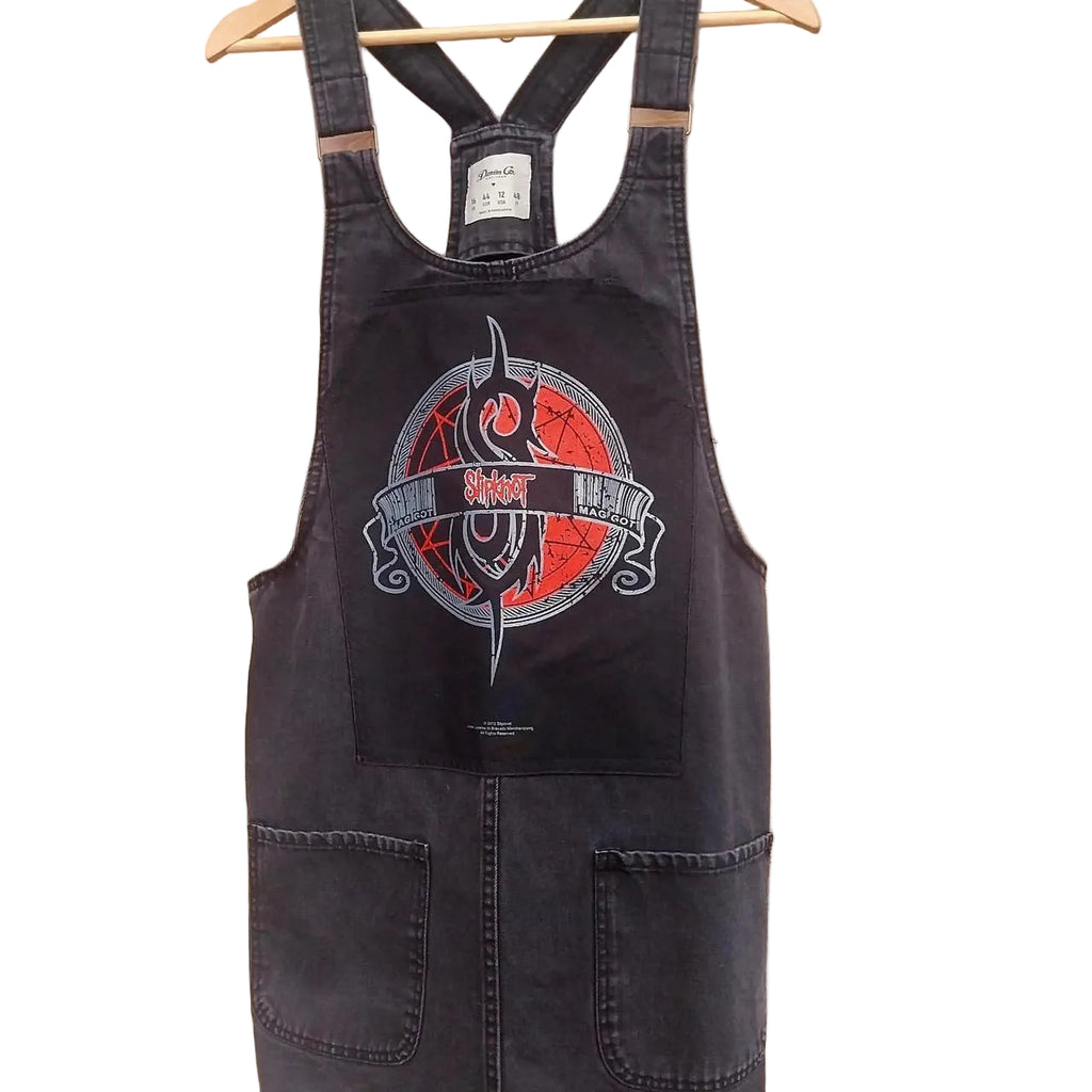 Reworked Slipknot black denim dungaree dress Size 16
