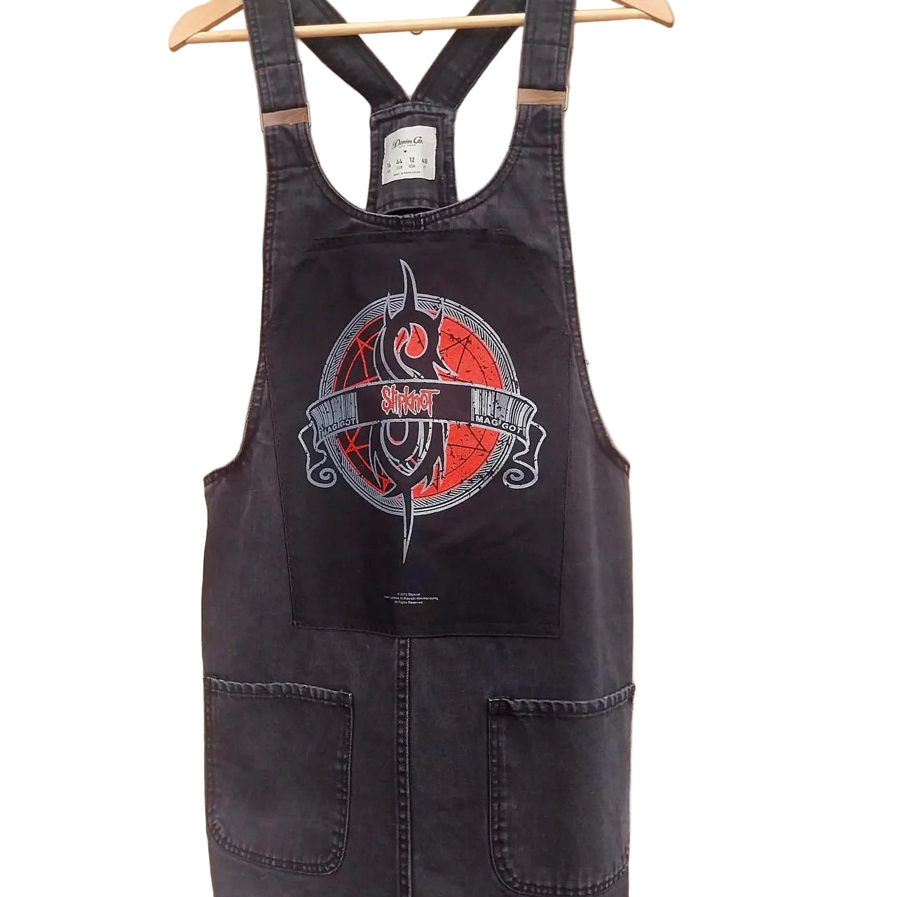 Reworked Slipknot black denim dungaree dress Size 16