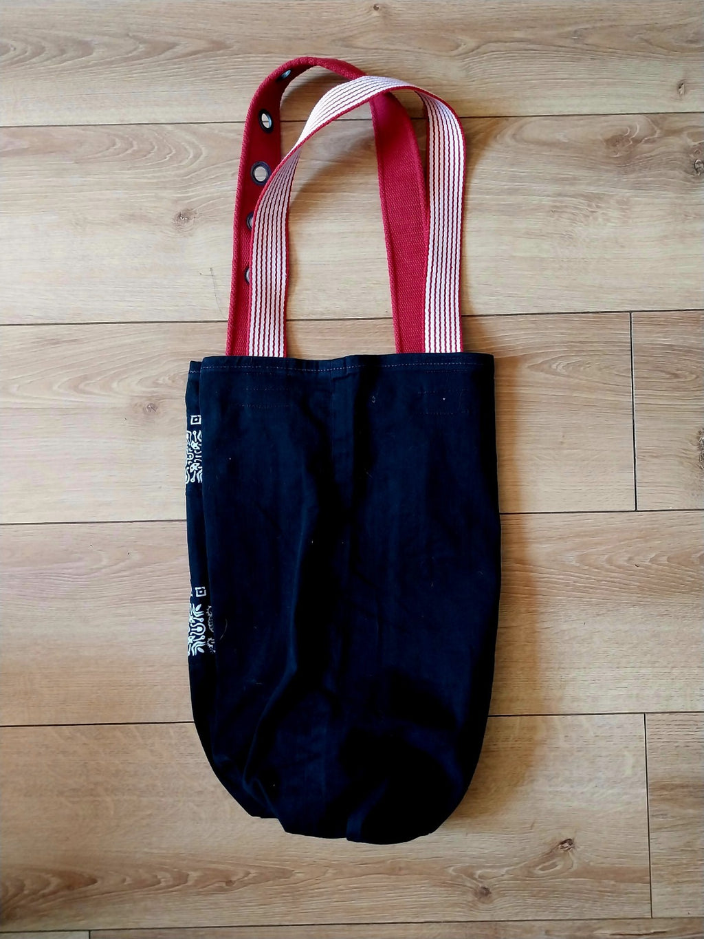 Handmade Festival Black  Denim Tote Bag With Motley Crue Theme