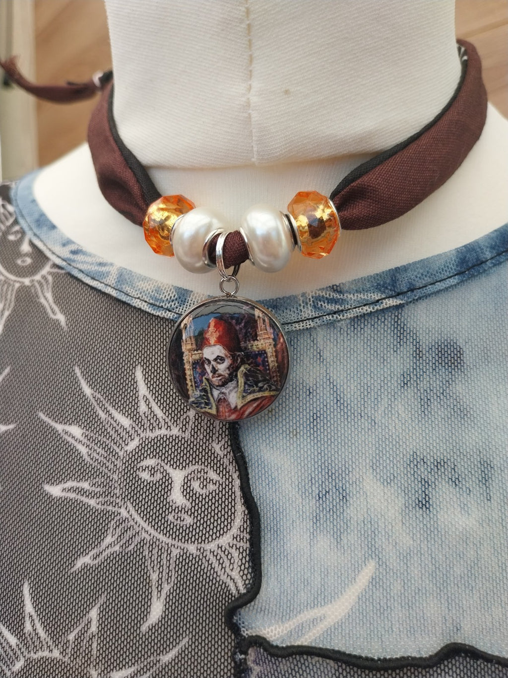 Ghost  Bandana Choker Necklace Handmade  Festival Metalhead