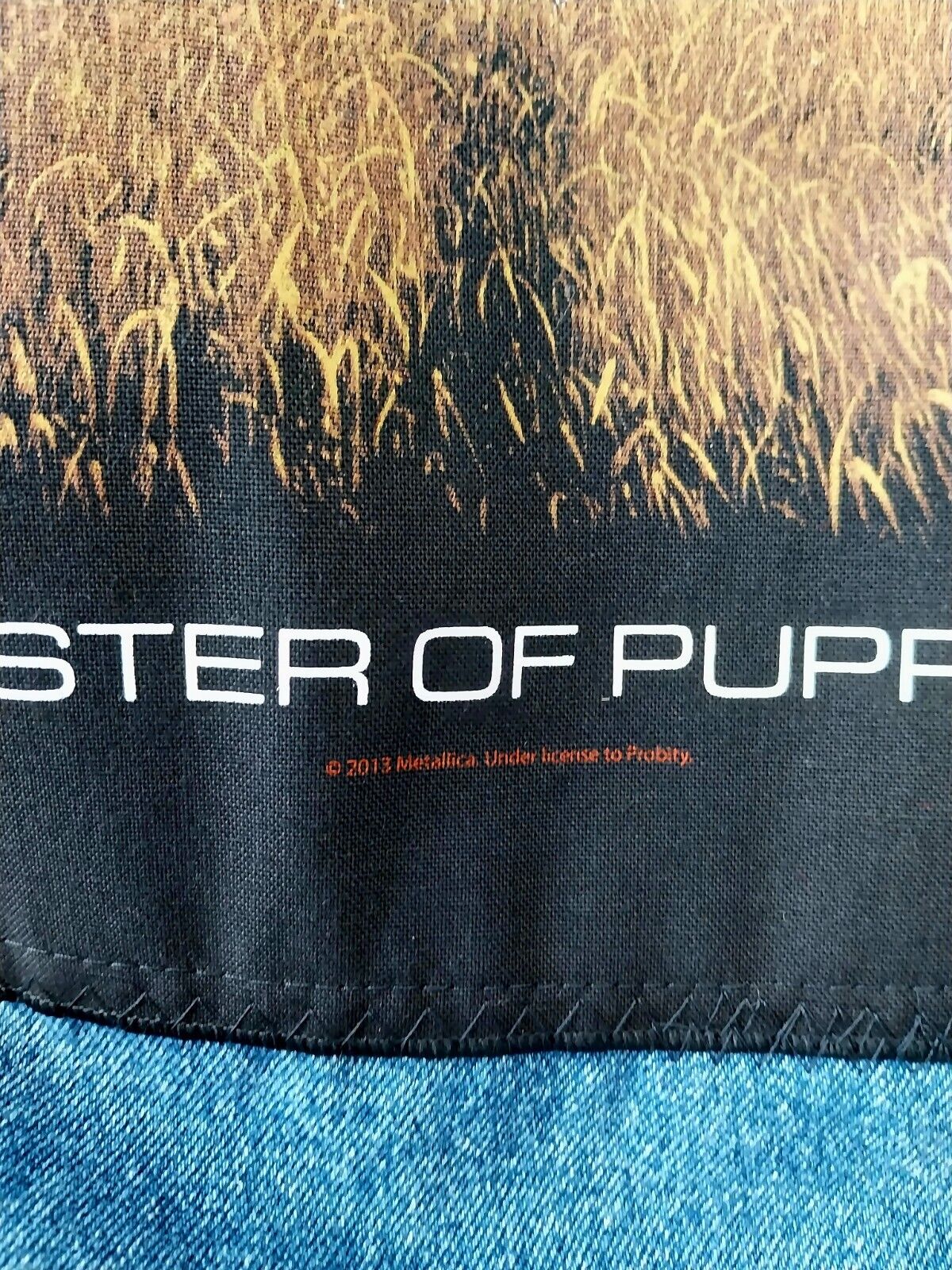 Reworked vintage blue denim jacket with Metallica on back Size XXL