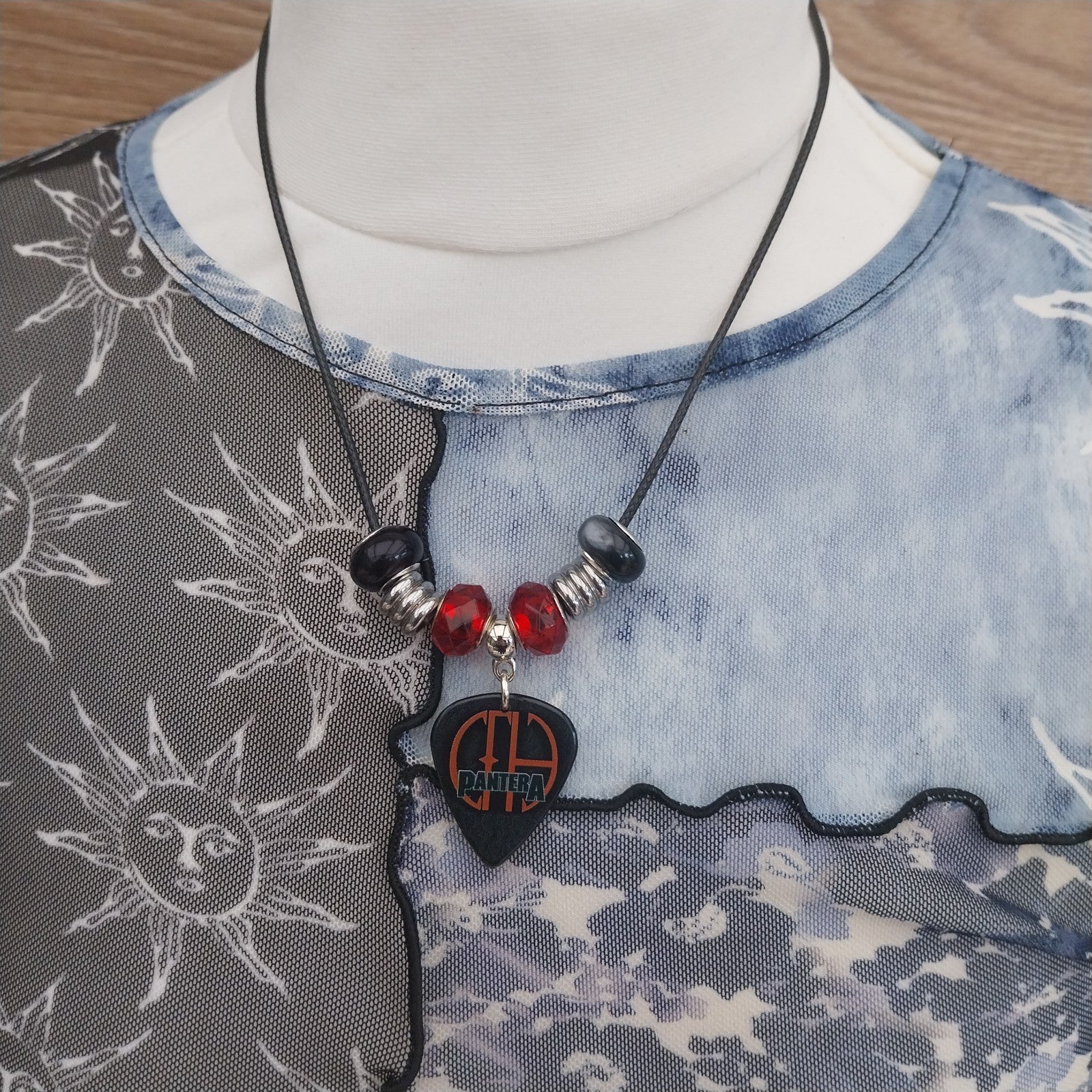 Handmade Pantera guitar plectrum necklace Festival Metalhead