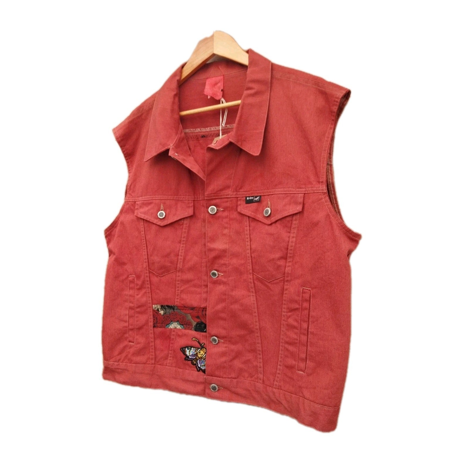 Reworked Vintage Gothic Deathmoth Waistcoat  Size XL Festival