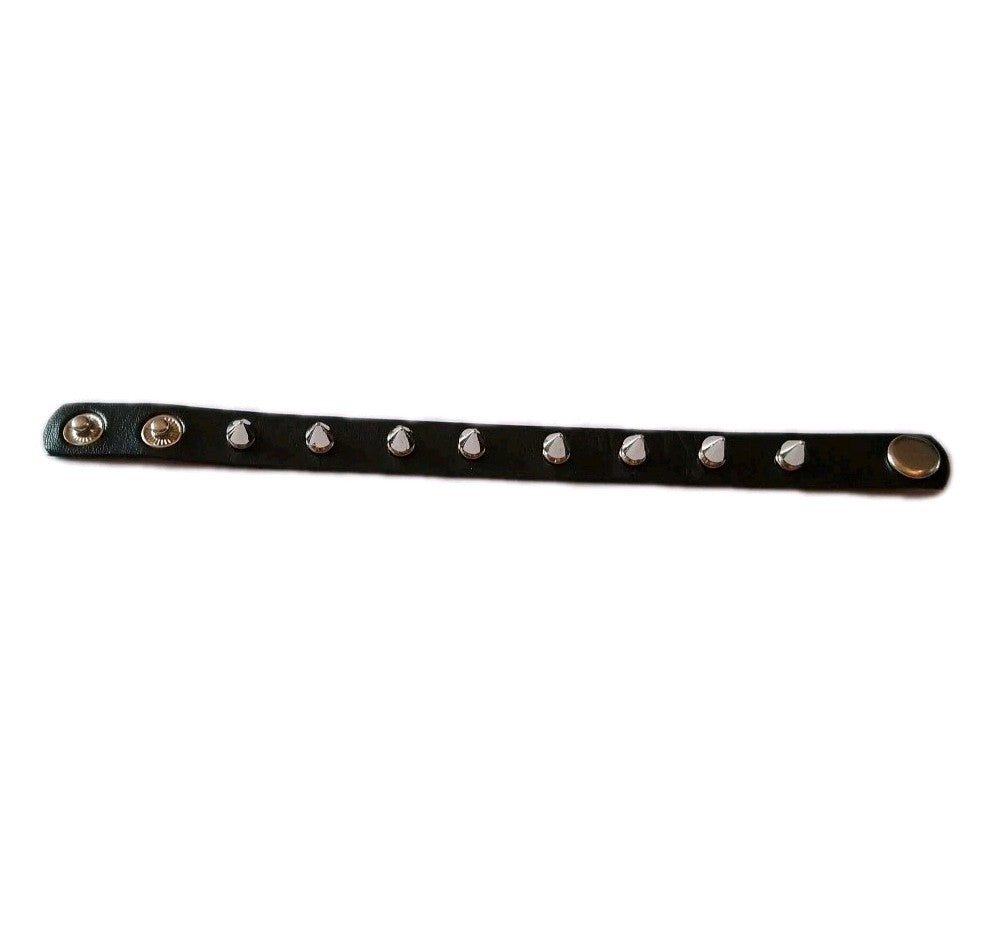 Spike Stud Punk Bracelet Cuff Goth Alternative Festival PU Leather Black