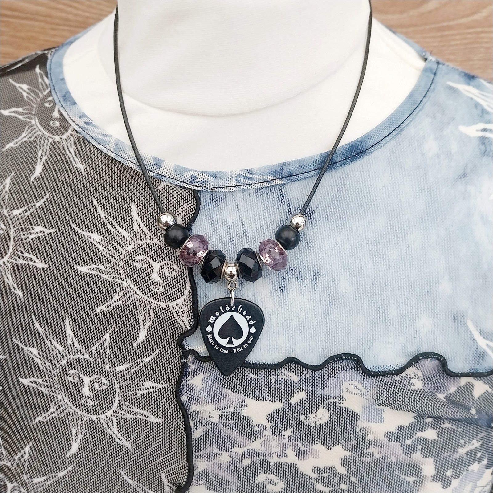 Handmade Motorhead guitar plectrum necklace Metalhead Festival