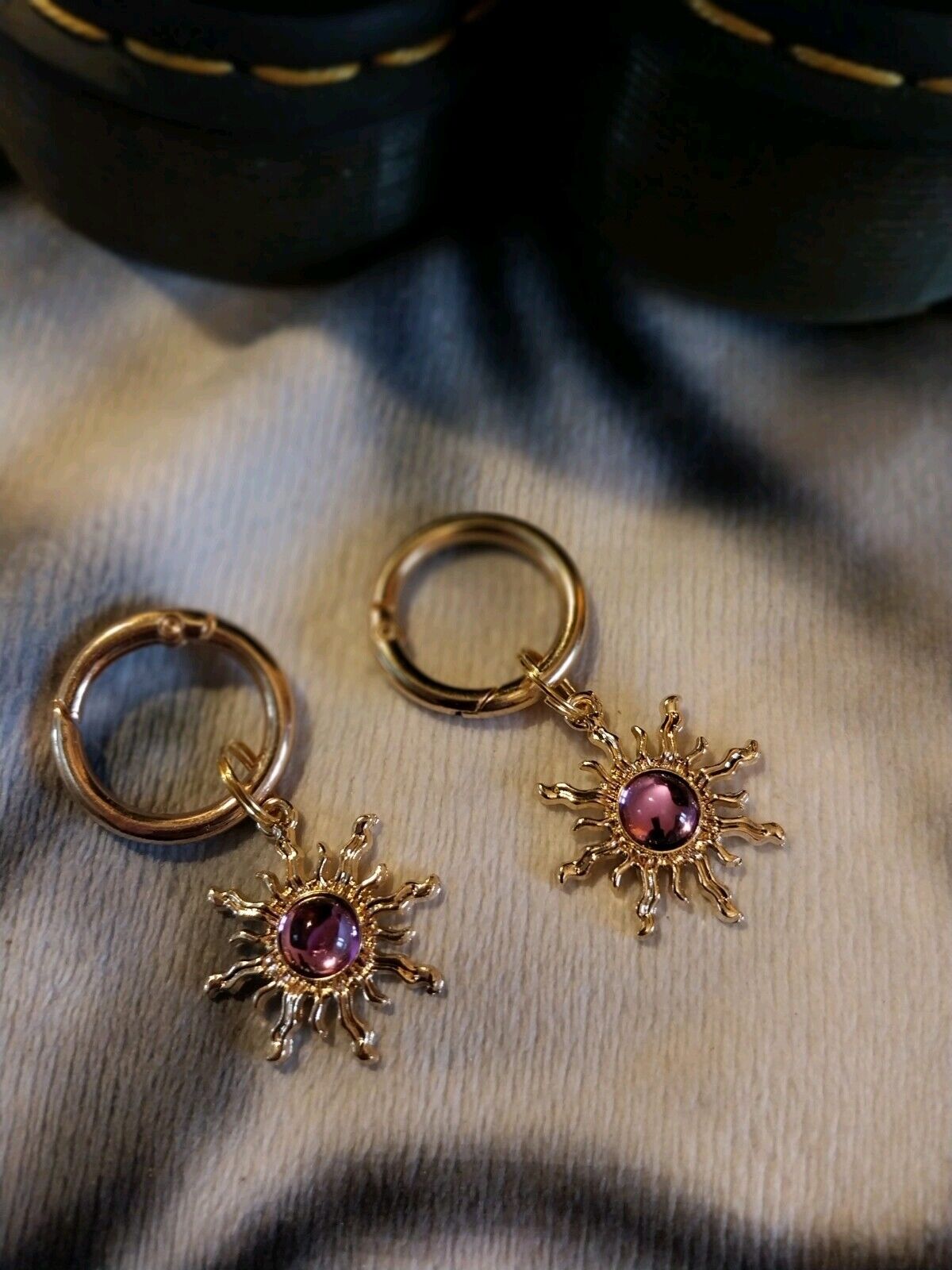 Gold Pink  Sun boot charms for goth emo punk