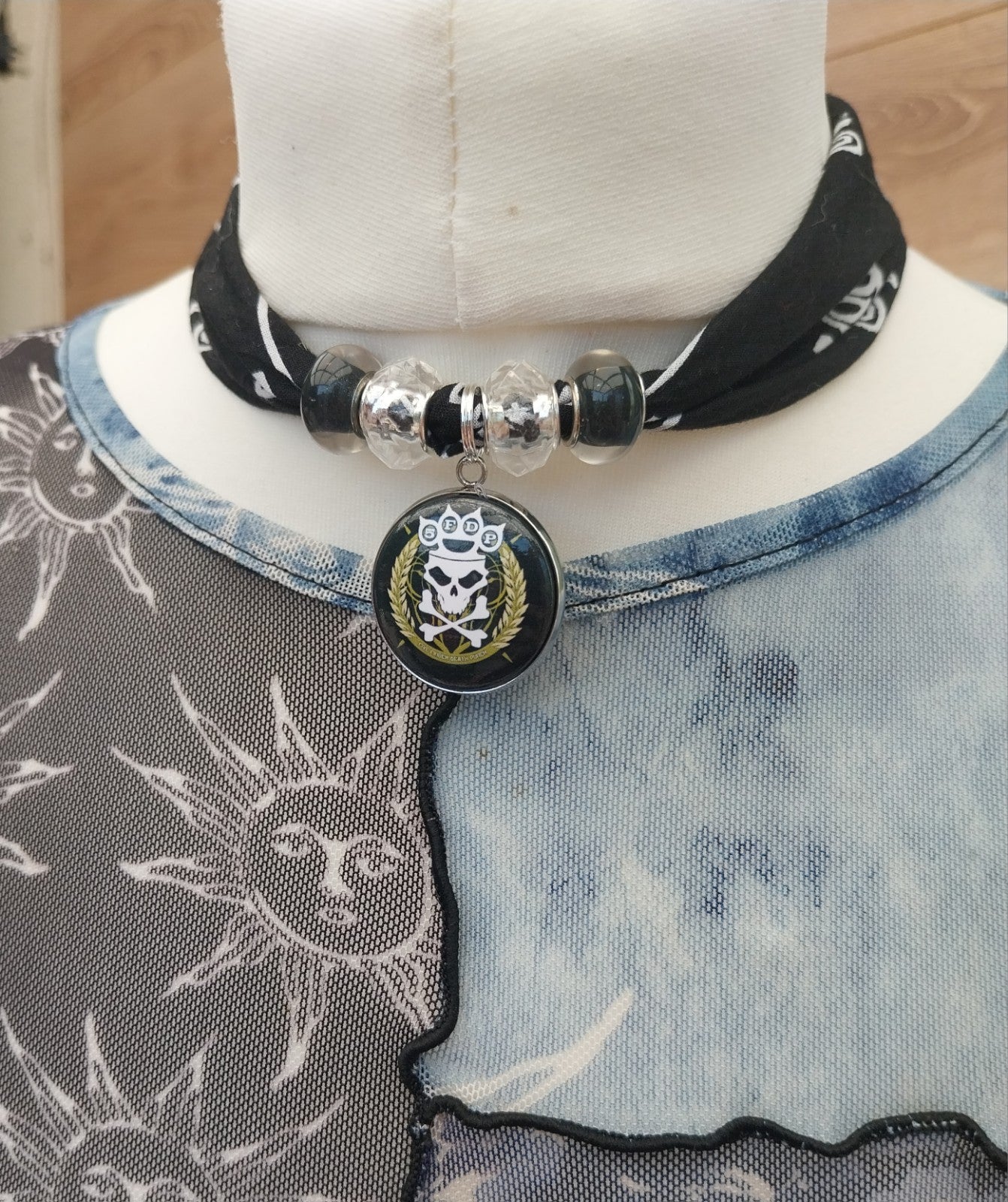 Five Finger Death Punch  Bandana Choker Necklace Handmade  Festival Metalhead