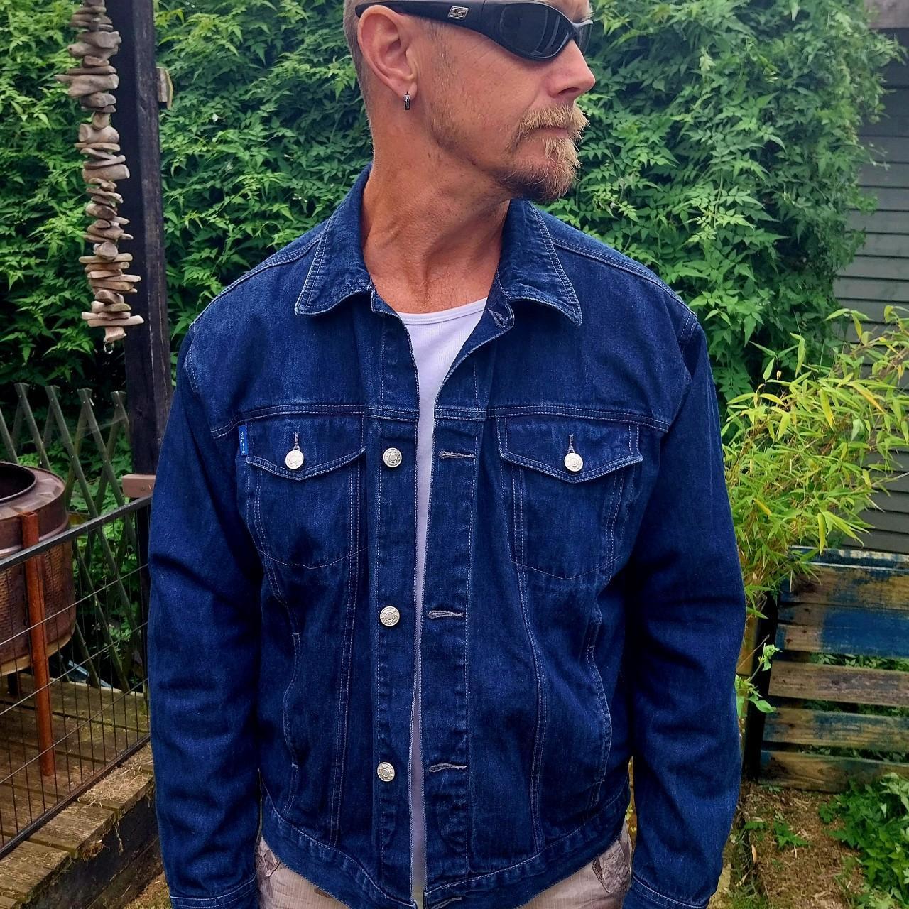 Reworked vintage denim jacket with Iron Maiden Trooper on back Size Large