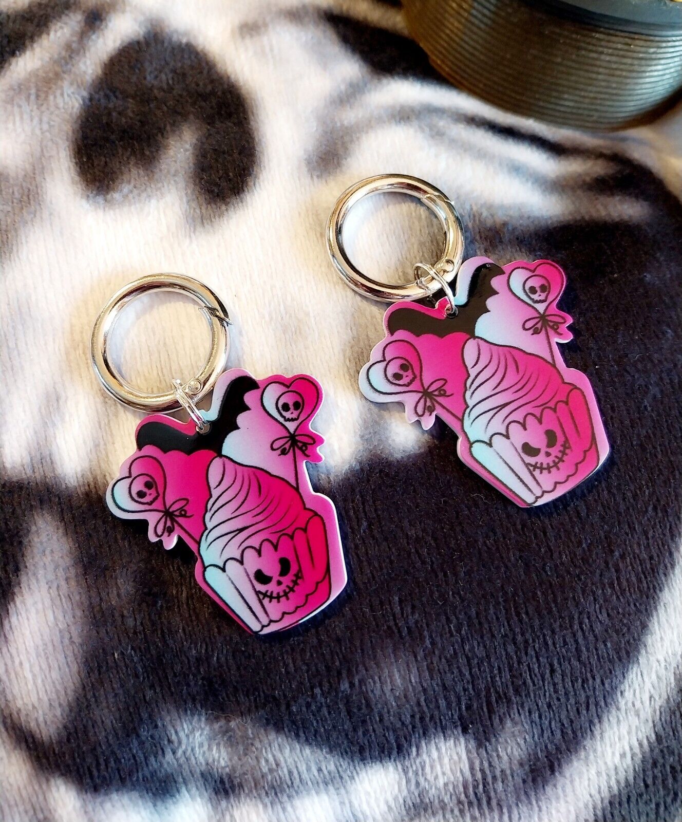Pink Cupcake Skull boot charms for goth emo punk