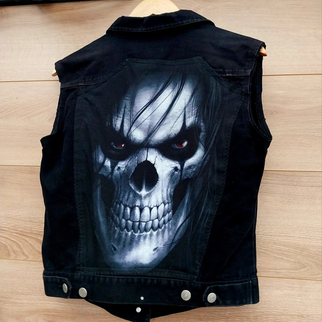 Reworked black Skull gothic battle Jacket Cure Crow  Size 12