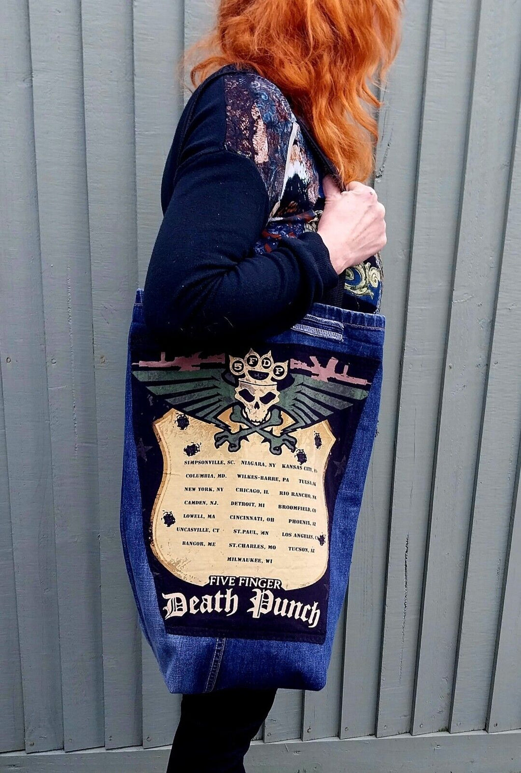 Handmade 5FDP denim Bag Metalhead Festival