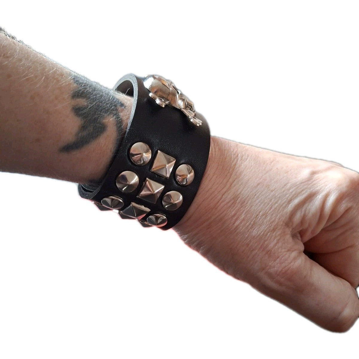 Skull Stud Punk  Bracelet Cuff Goth Emo PU Leather Festival Alternative