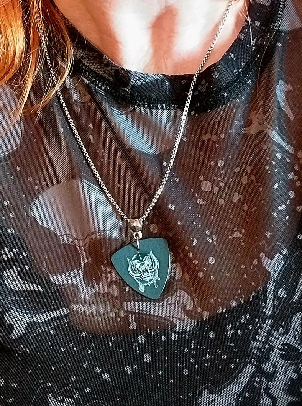 Handmade Motorhead guitar plectrum necklace Metalhead Festival