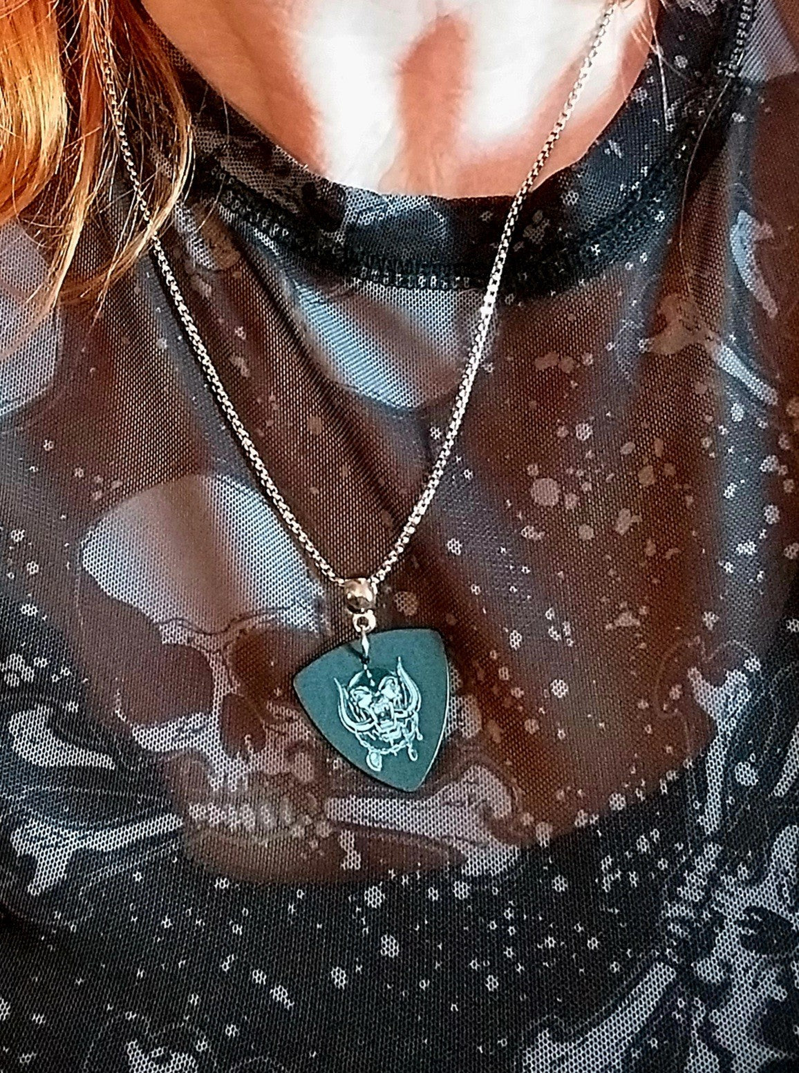 Handmade Motorhead guitar plectrum necklace Metalhead Festival