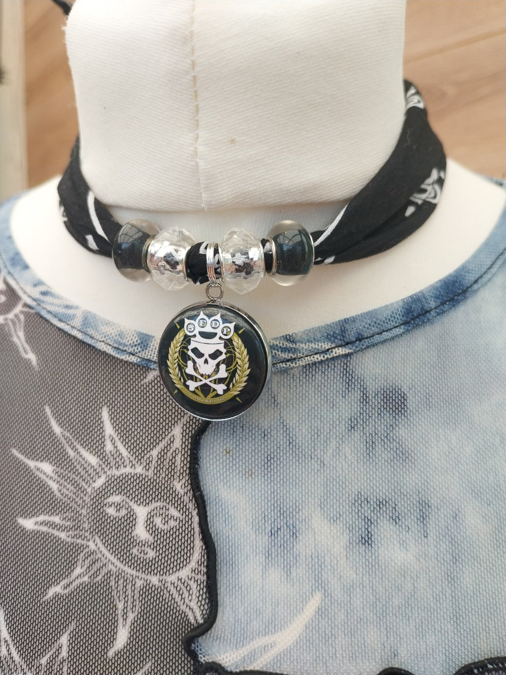 Five Finger Death Punch  Bandana Choker Necklace Handmade  Festival Metalhead