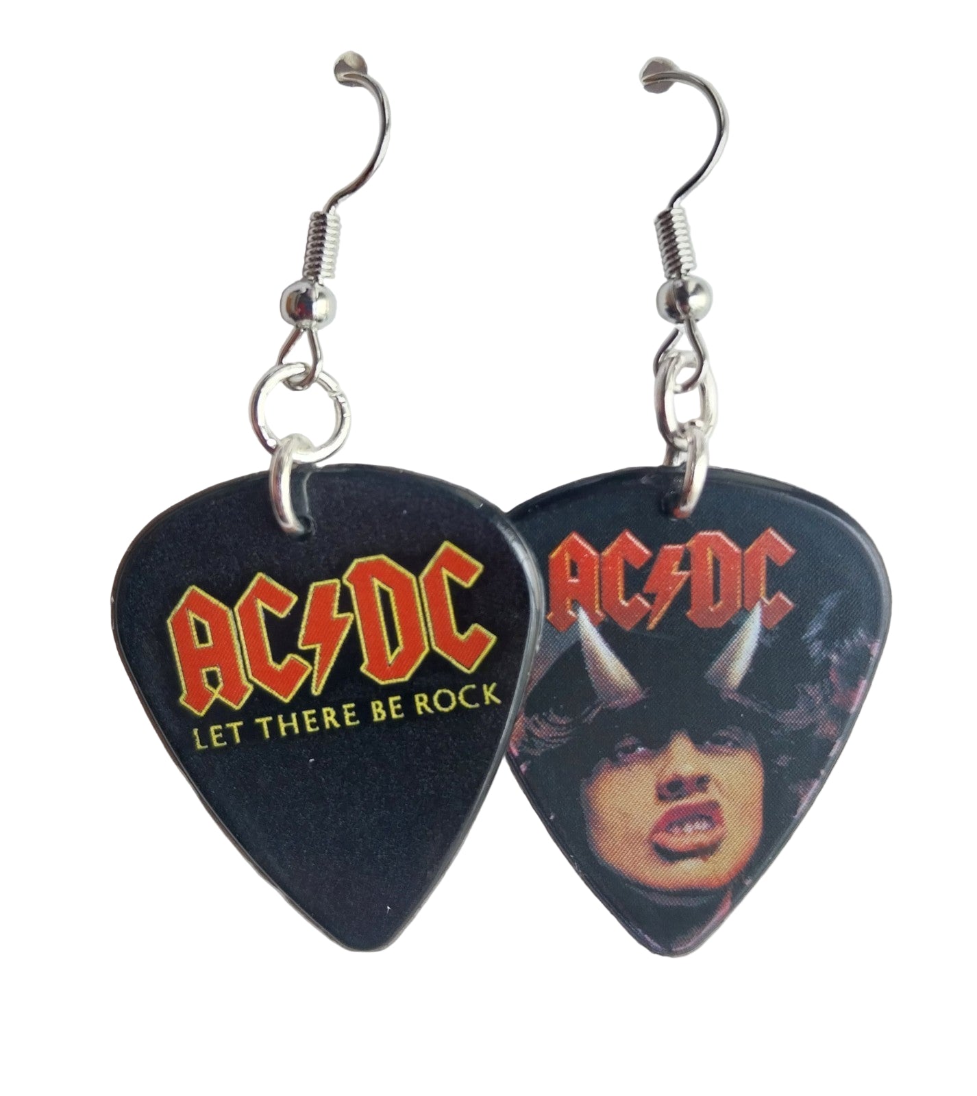 Handmade ACDC guitar plectrum earrings