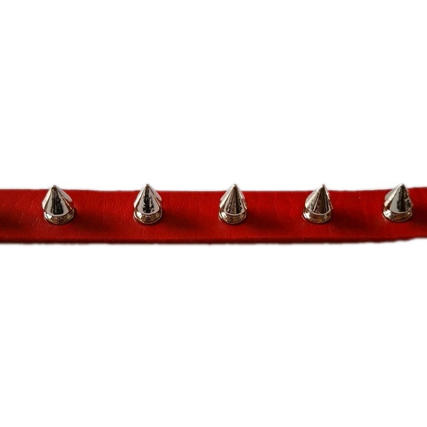 Spike Stud Punk Bracelet Cuff Goth Alternative Festival PU Leather Red