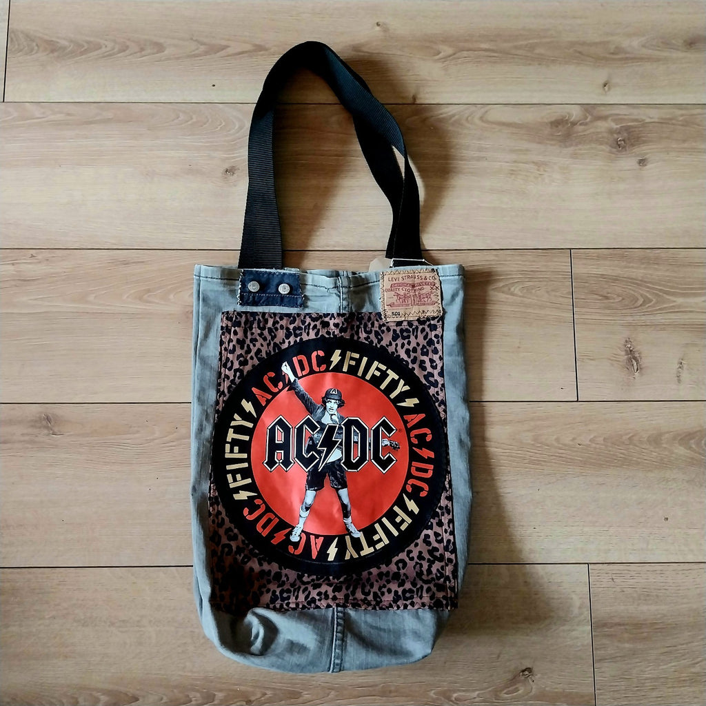 ACDC Metalhead Handmade  Denim Tote Bag Festival