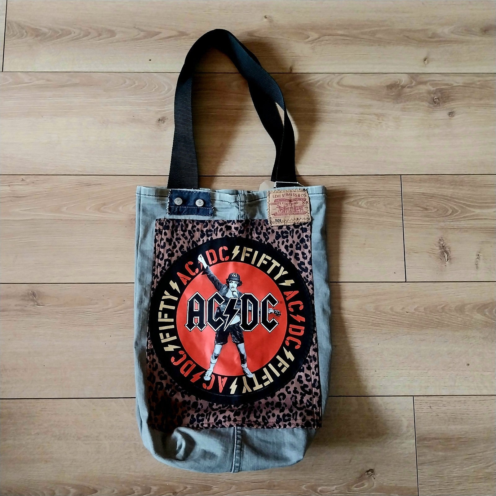 ACDC Metalhead Handmade  Denim Tote Bag Festival