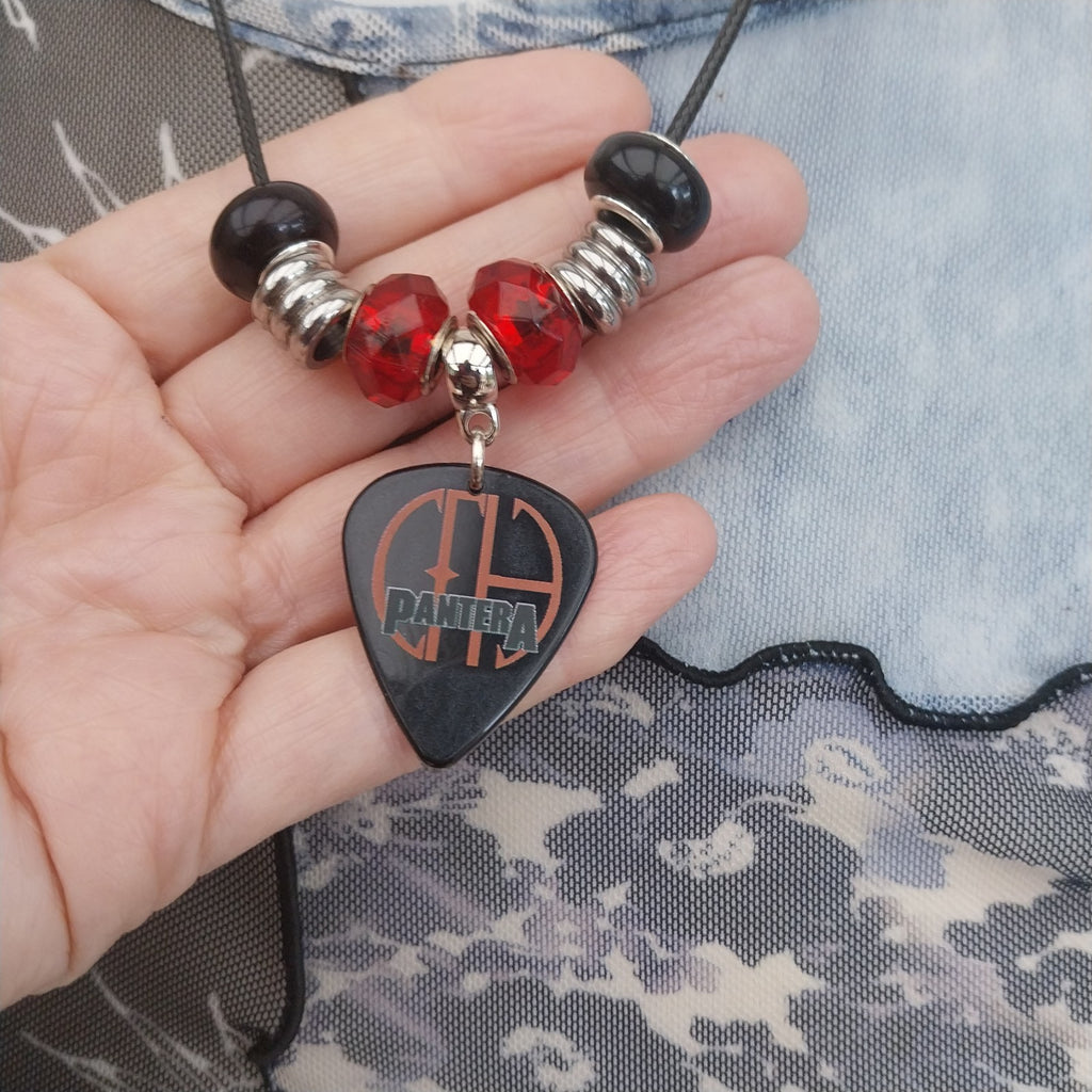 Handmade Pantera guitar plectrum necklace Festival Metalhead