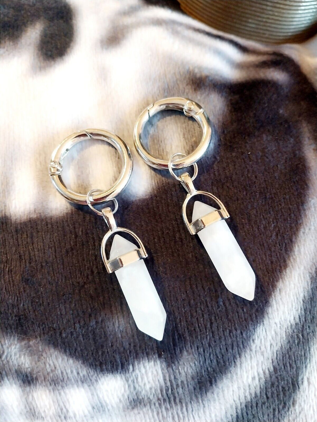 White  Quartz (Synthetic) Crystal Boot charms for goth emo punk