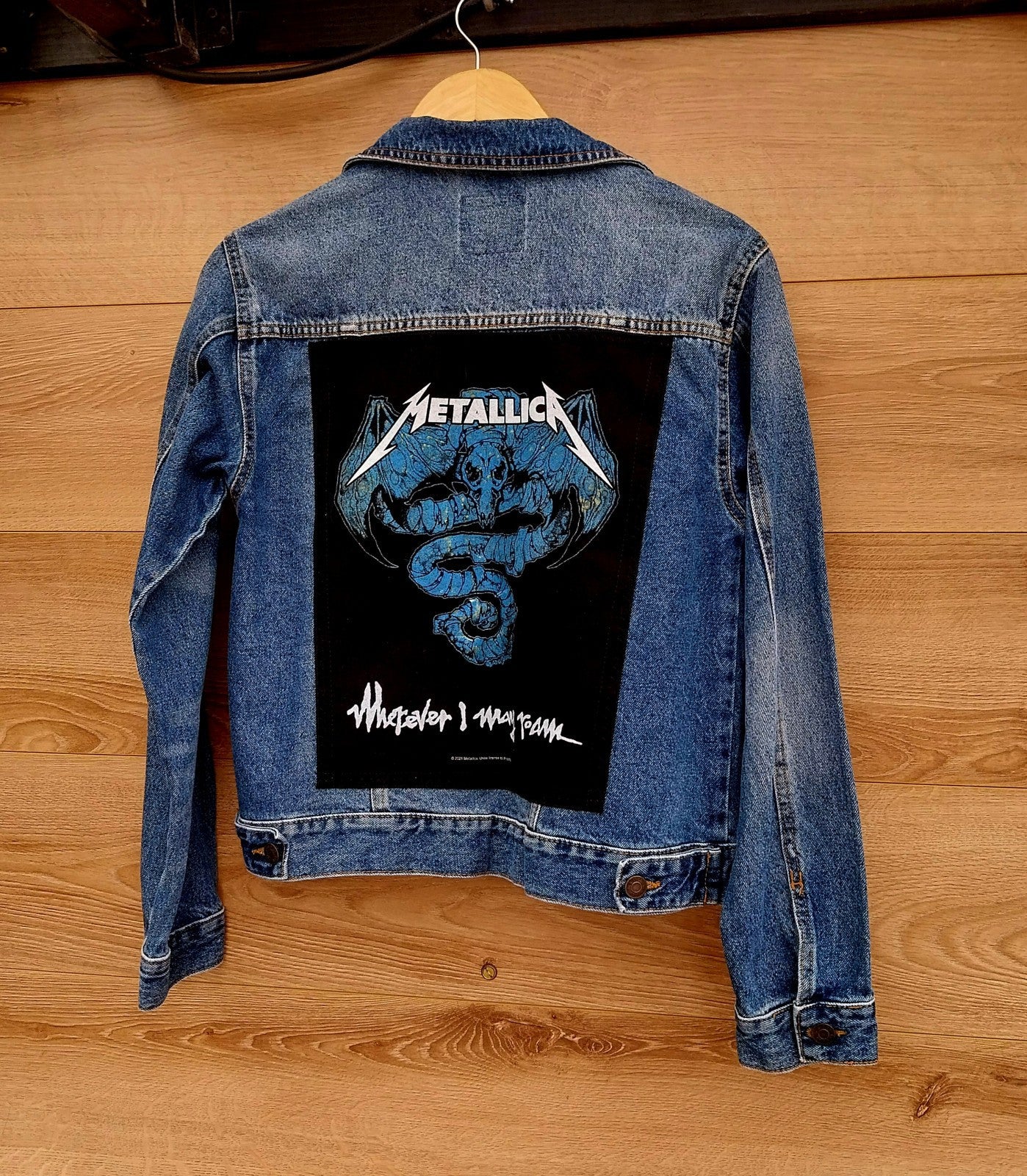 Reworked vintage denim jacket with Metallica on back Size XL