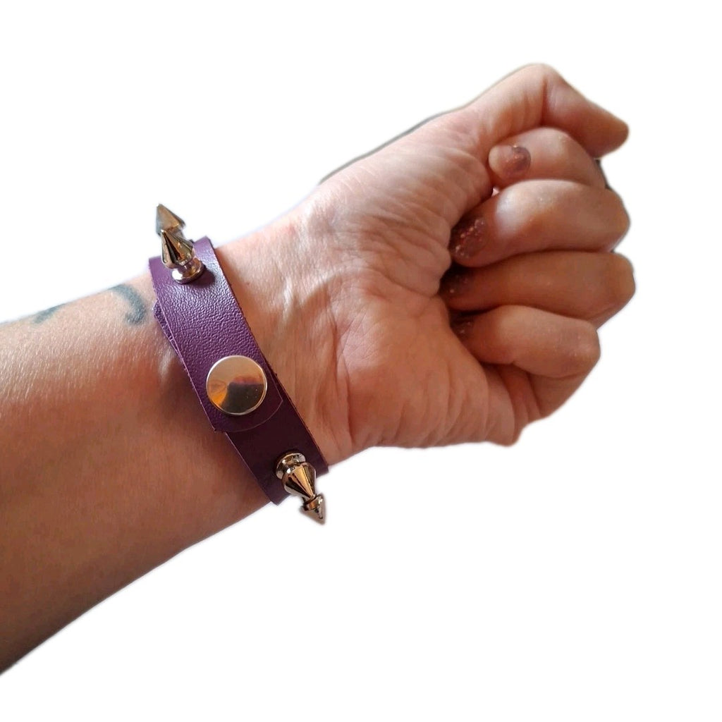 Spike Stud Punk Bracelet Cuff Goth Alternative Festival PU Leather Purple