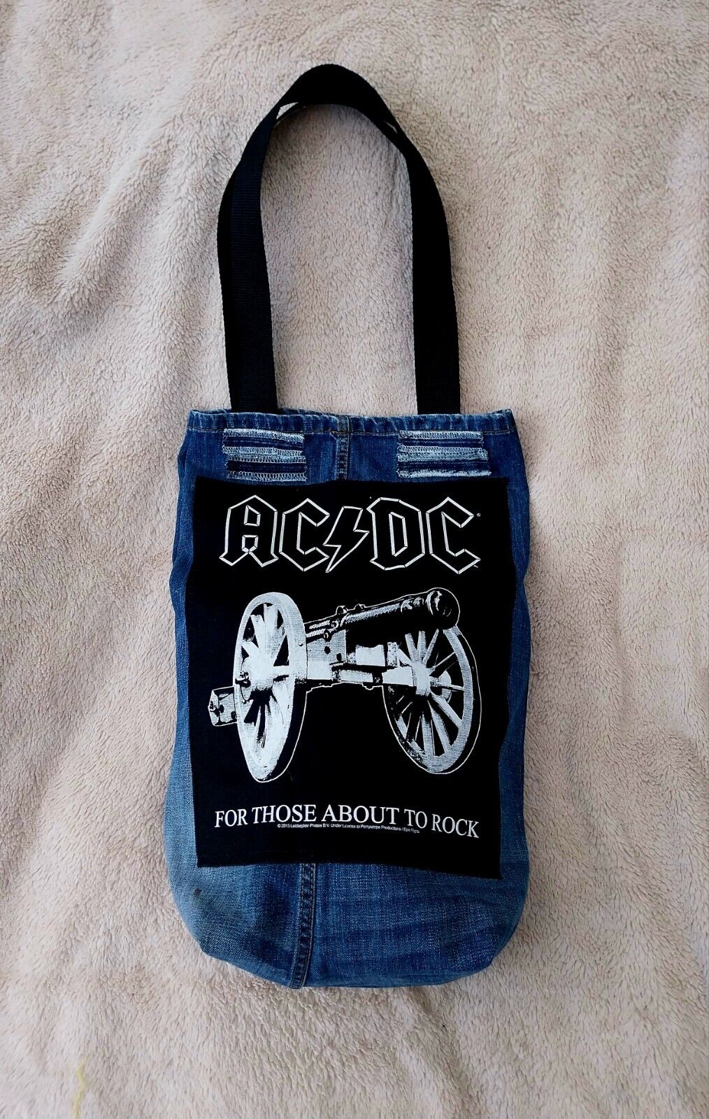 Handmade ACDC denim Bag Metalhead Festival