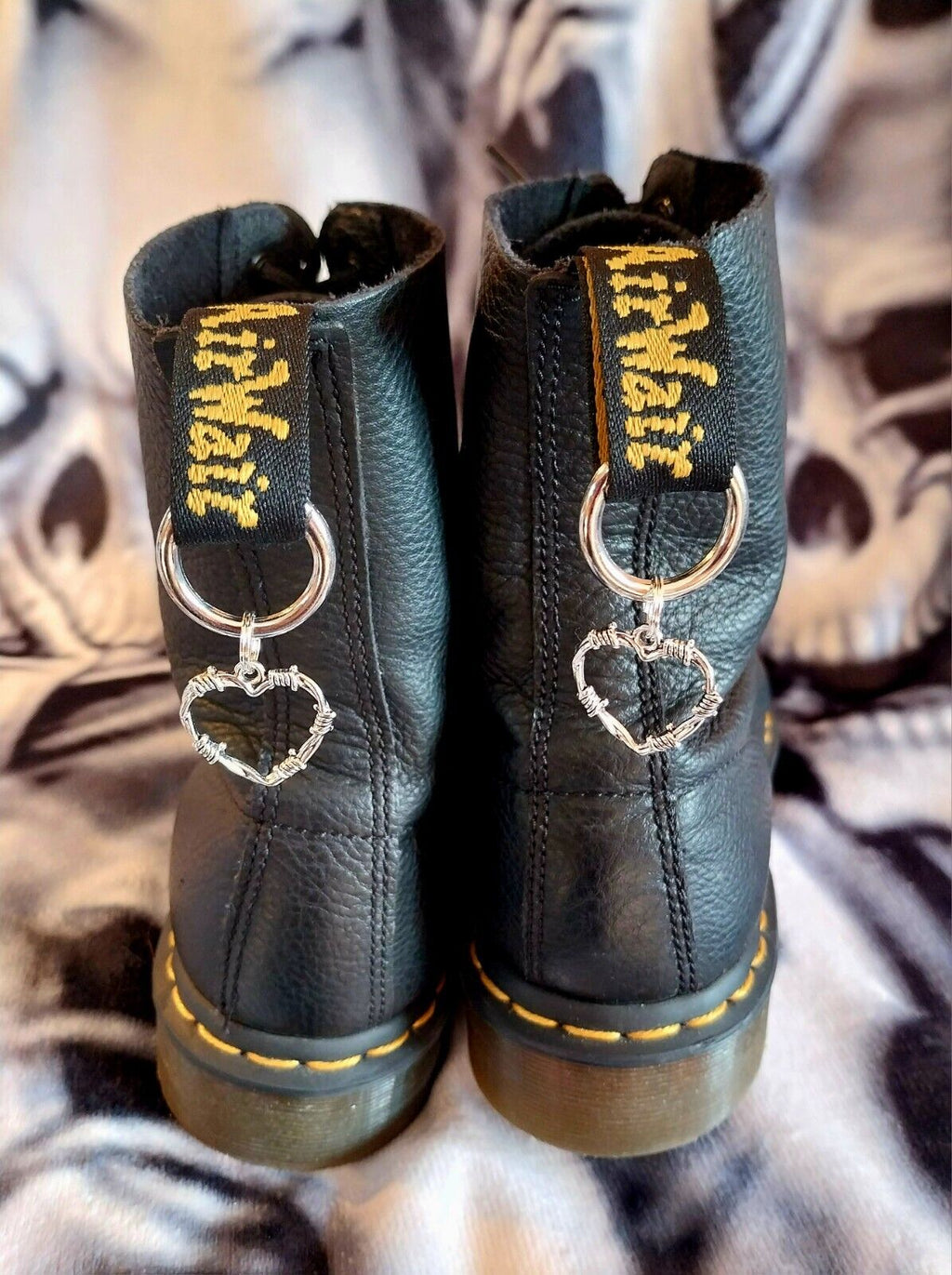 Barbed Wire Heart Boot  charms for goth emo Steam punk