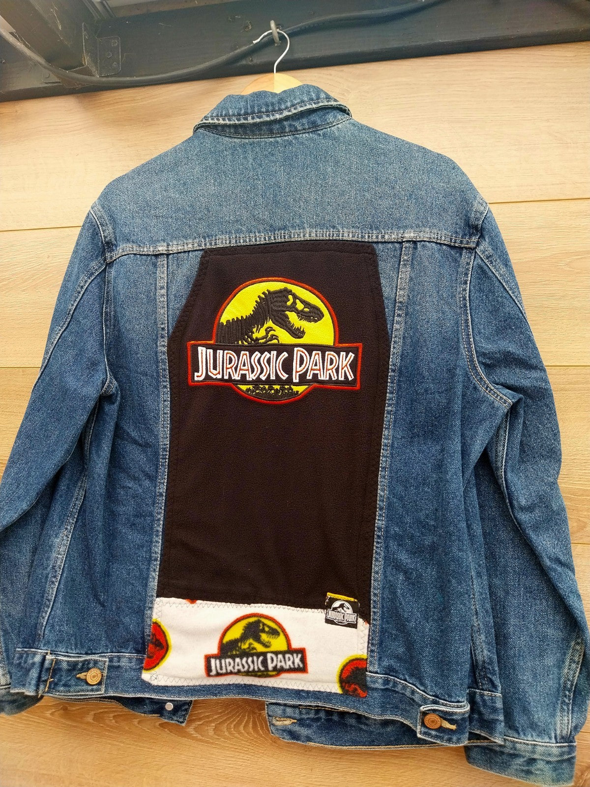 Reworked  Blue Denim Jacket Dinosaur Theme  Size 12