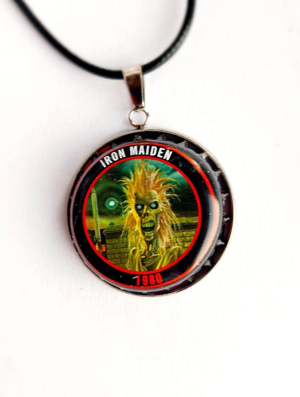 Handmade Iron Maiden bottle top  Necklace Iron Maiden 1980