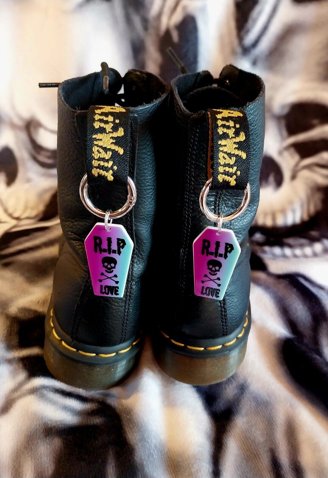 Pink Coffin Skull boot charms for goth emo punk