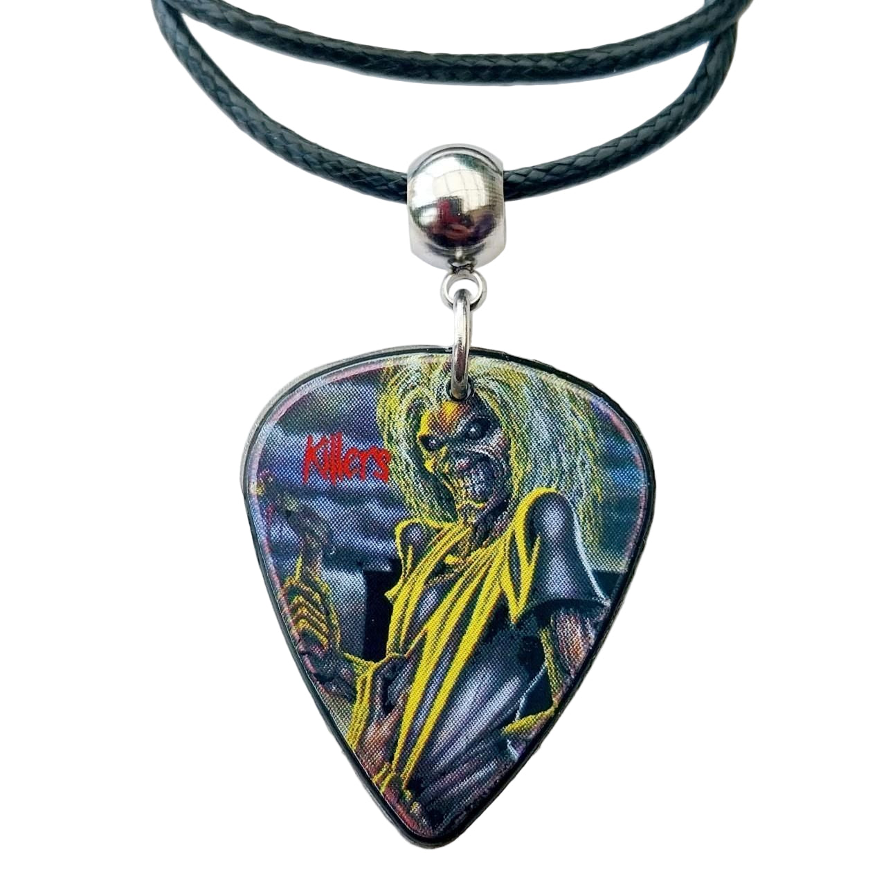 Handmade Iron Maiden guitar plectrum necklace