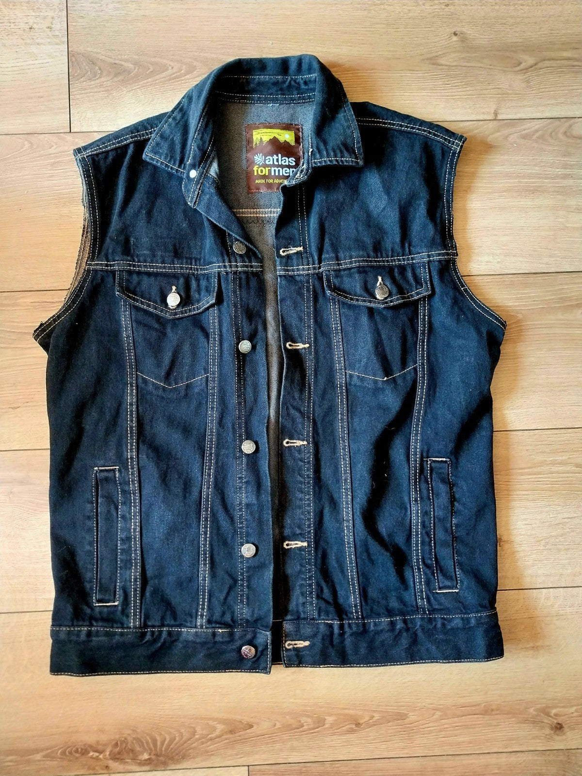 Reworked vintage denim waistcoat with Metallica on back Size LARGE