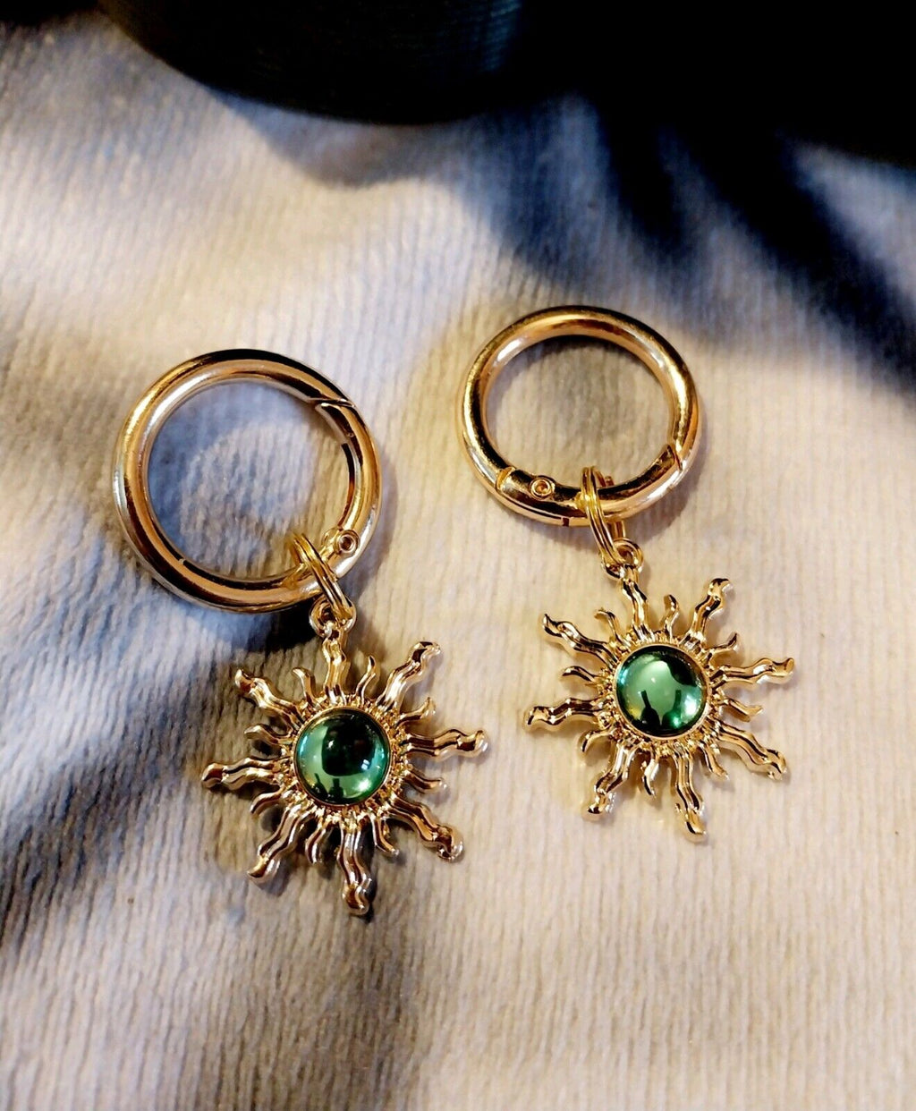 Gold Green Sun boot charms for goth emo punk